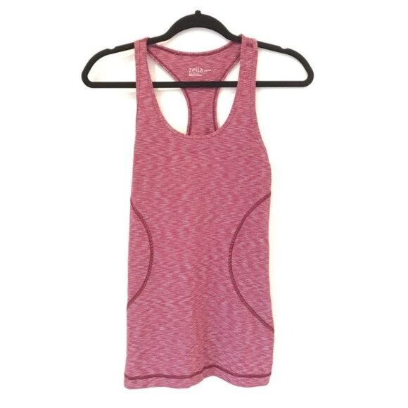 Zella XS Red White Striped Racerback Tank Top Activewear Stretch - Picture 1 of 7